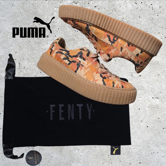 Fenty by Rihanna x Puma Women's Casual Sneaker Suede Creeper Urban Orange Camo 9 - Picture 1 of 16